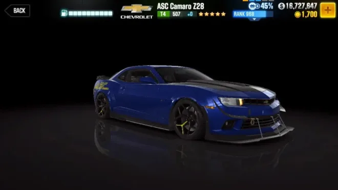 ? CSR2  CHEVROLET ASC CAMARO Z28 TUNE & SHIFT car mod preview